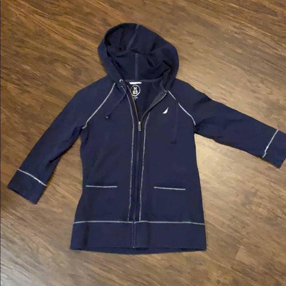 Nautica zip up hoodie, 3/4 sleeve